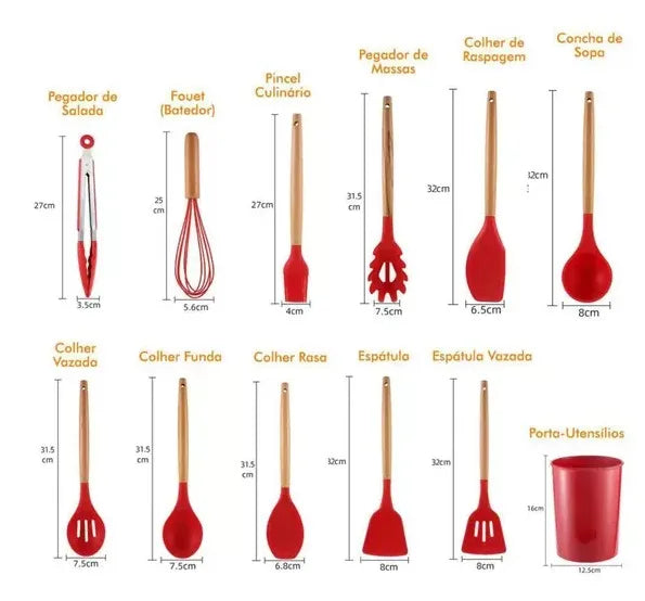 Jogo 12 Peças Utensílios de Cozinha com Suporte kitchen