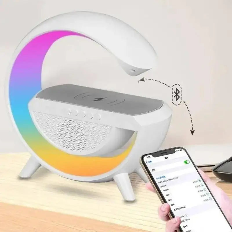 G-Speaker Smart Station - Luminária Bluetooth Inteligente Carregador Sem Fio Alarme Luz RGB