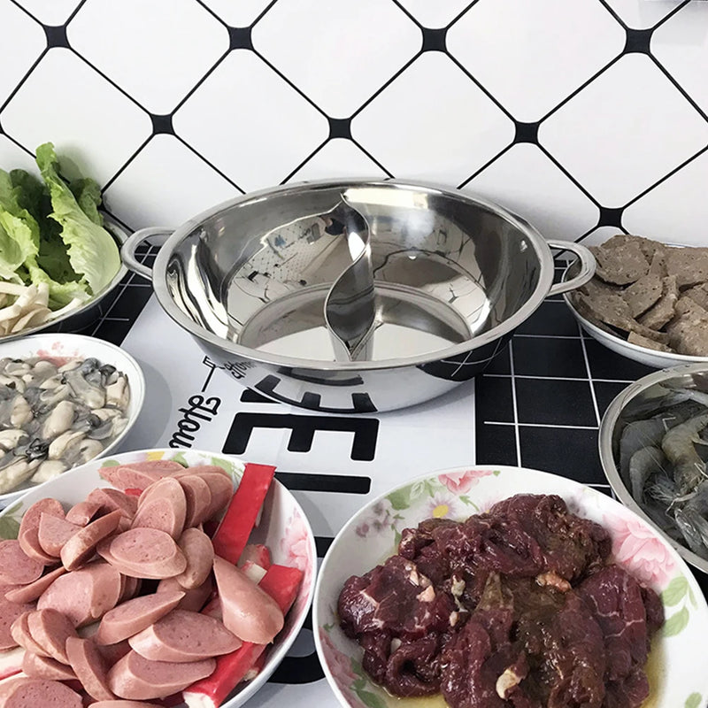 Panela chinesa com divisor de aço inoxidável shabu