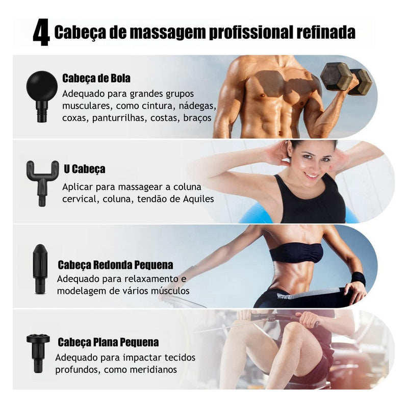 Massageador Muscular Profissional Elétrico Alta Frequência Relax Gun