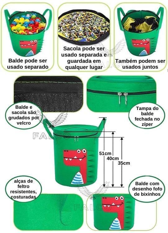 Kit de Organizar Brinquedos Smart Bag® - Balde de Bixinhos + Sacola Retratil