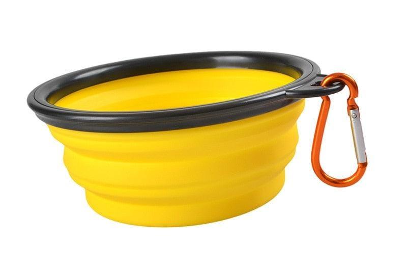 Tigela de Silicone Dobrável para Cachorro - Dog Bowl - Passeios, Viagens, Parques Tigela de Silicone - Pets 001 Falco Amarelo 350ML 