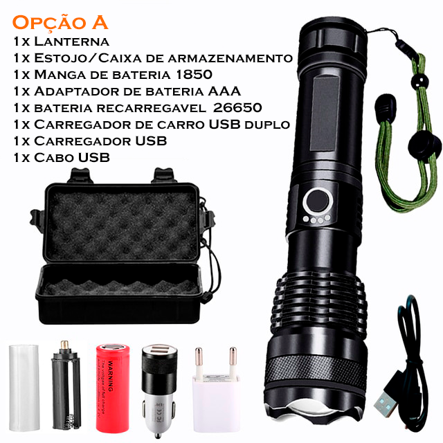 Lanterna  Tática Militar - A mais forte do mercado-  TRLife Xhp50.3 Usb Bateria Recarregável